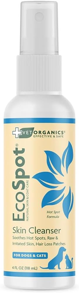 Vet Organics Hot Spot Spray for Dogs and Cats – EcoSpot 4 Oz. Natural Skin Soother Solution for Cat and Dog Allergy Support, Itch Relief, Rashes, and Raw Skin – Cat and Dog Health Supplies