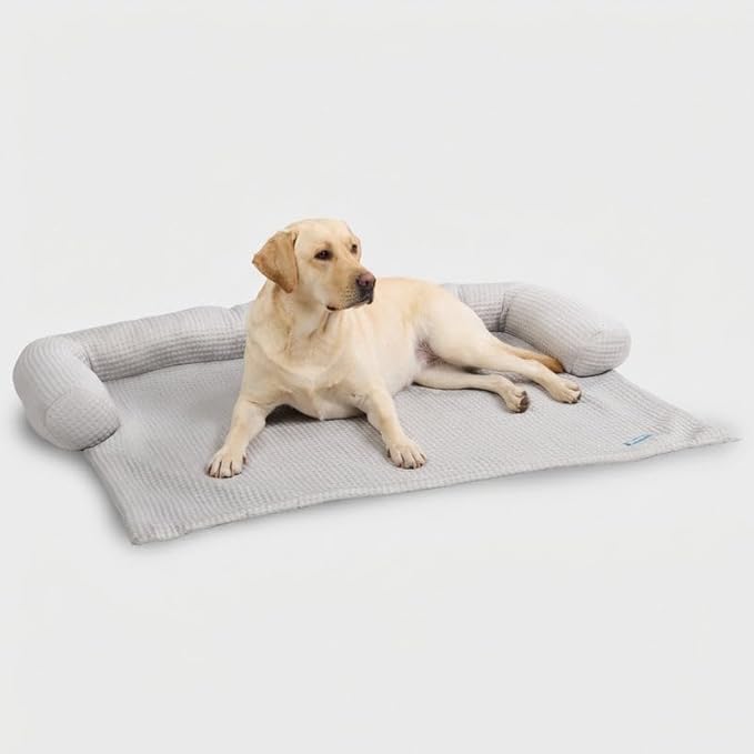 Spark Paws Cooling Couch Cover Dog Bed, Furniture Protector Mat, Non-Toxic Washable Pet Cooling Pad for Large & Small Dog - Waffle Grey - Size XXL