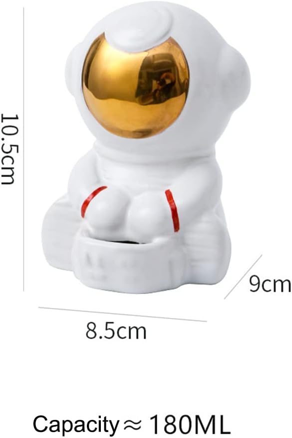 iHOO Hamster Water Bowl,Small Animals Automatic Drinking Bowl, Astronaut Shape Ceramic Bowls for Dwarf Syrian Hamsters Gerbils Mice Rats Rabbits(Astronaut,180ML)