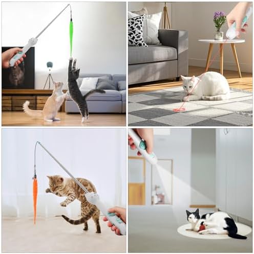 TBTeek Cat Toys Retractable Pole Wand Toy with Feather for Indoor Cats - Image 6