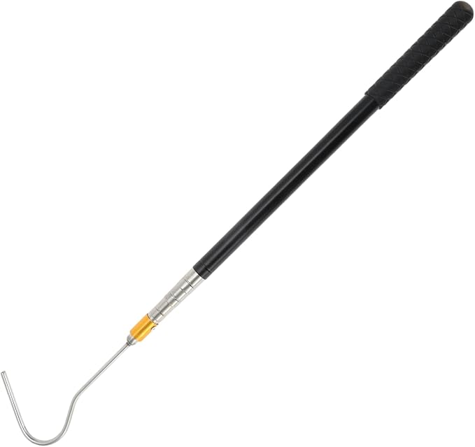 52" Snake Hook, Retractable Snake Catcher, Snake Stick, Snake Grabber Tool, Reaching Tool for Rattlesnakes Python Copperhead Removal Catching, Black