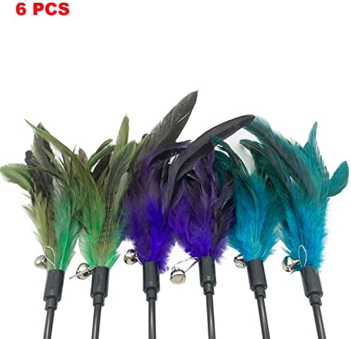 Cat Wand Toy Feather Stick Cat Toys, 8 Pieces Interactive Cat Toy Feathers Wand for Indoor Cats - Image 5