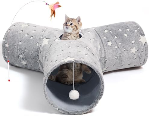 Tempcore 3-Way Cat Tunnel Toy, Collapsible, Self-Luminous Tube for Cats by Tempcore
