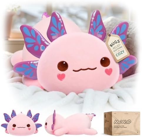 Mewaii Pink Axolotl Plush Pillow Cute Plushies, Squishy & Huggable, 13 in by Mewaii