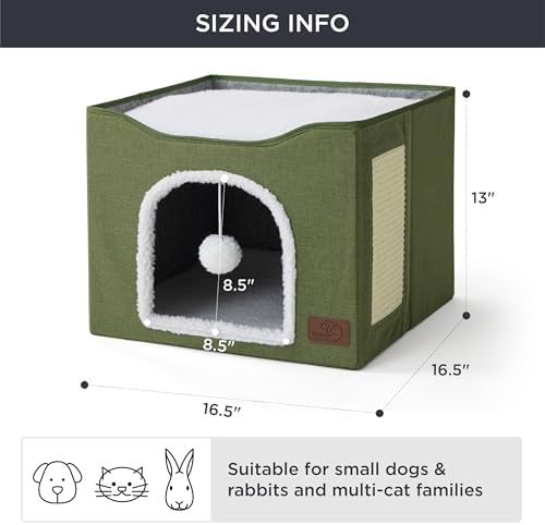 Bedsure Cat House Bed for Indoor Cats with Fluffy Ball and Scratch Pad - Image 6