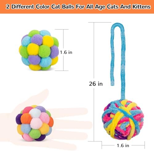 Retro Shaw Cat Toys Balls with Bells Inside, Kitten Toys Pack 6Pcs - Image 5
