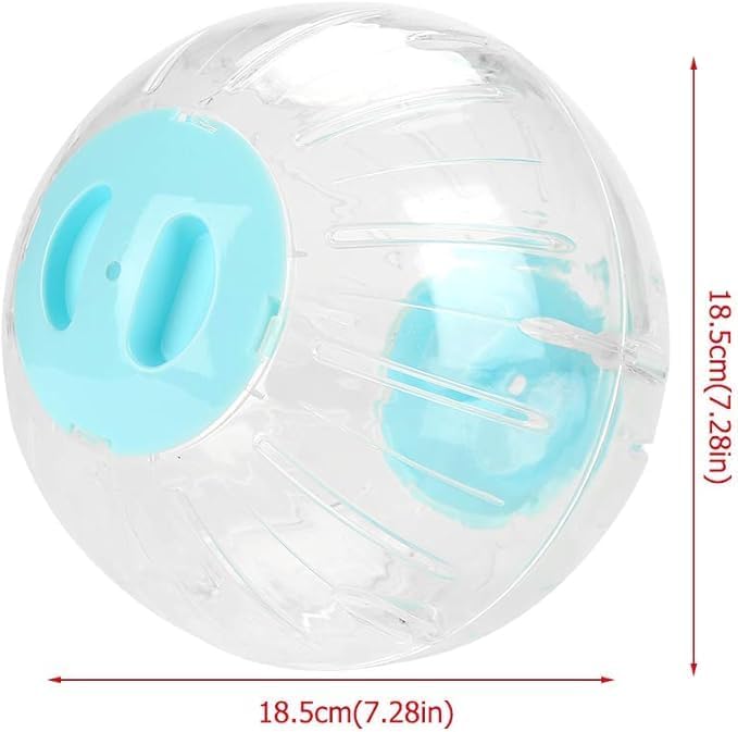 Hamster Exercise Ball,18.5CM 7.3 Inches Plastic Transparent Small Pet Jogging Ball Rolling Wheel Toy Running Activity Relieves Boredom for Hamster Gerbil (Blue)