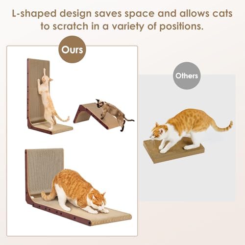 EHEYCIGA Cardboard Cat Scratcher for Indoor Cats, 32 Inch, Dark Brown - Image 4