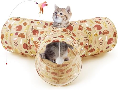 Tempcore Cat Tunnel, 3-Way Collapsible Toy for Indoor Cats, Hedgehog by Tempcore