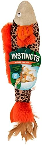 SmartyKat Instincts HappyNip Fin Frenzy Fish Kicker Crinkle Plush Cat Toy, Contains Catnip & Silvervine - Orange/Beige, One Size - Image 2