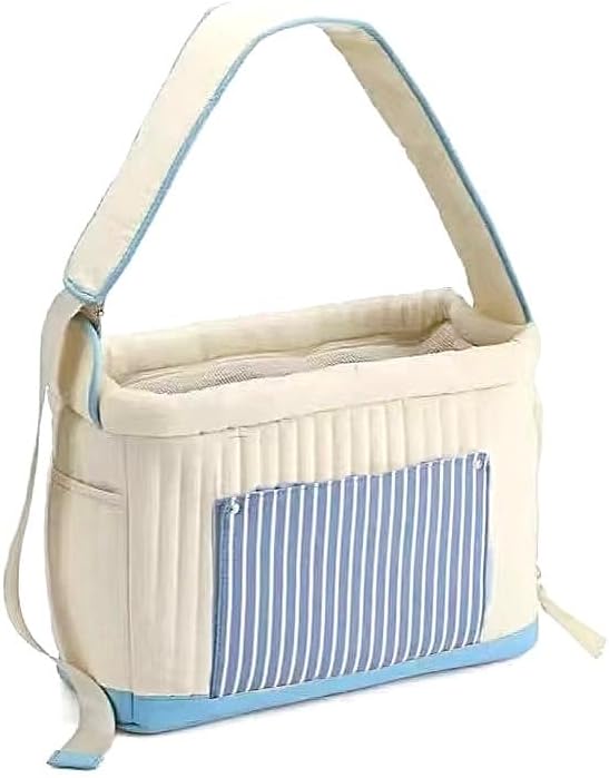 Tristan Home Luxury Quilted Pet Carrier Tote Bag, Waterproof, Adjustable Shoulder Strap, 42cm x 28cm x 20cm, Cream White