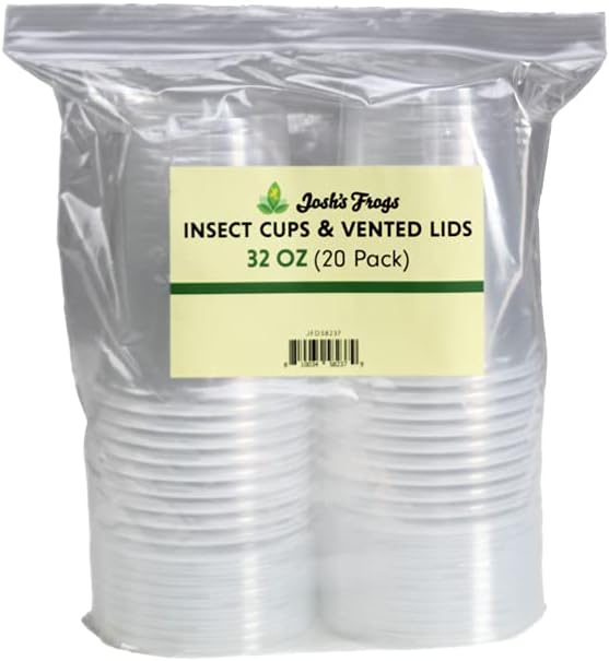 Josh's Frogs 32 oz Fruit Fly Cup and Vented Lid- 20 Pack