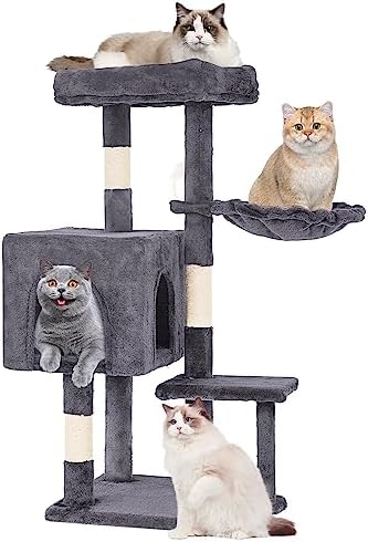 FDW 37.8" Cat Tree Tower | Light Gray | Multi-Level Indoor Activity Center by FDW