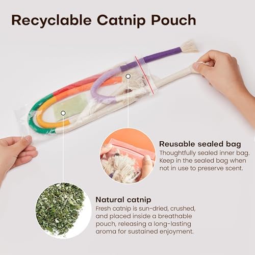 Potaroma Cat Toys Chew Ropes 3Pcs with Refillable Natural Catnip - Image 5