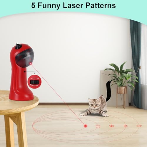 TBTeek Cat Toy, Automatic Cat Toy, 5 Fun Patterns, 4 Speed Modes (Red) - Image 4