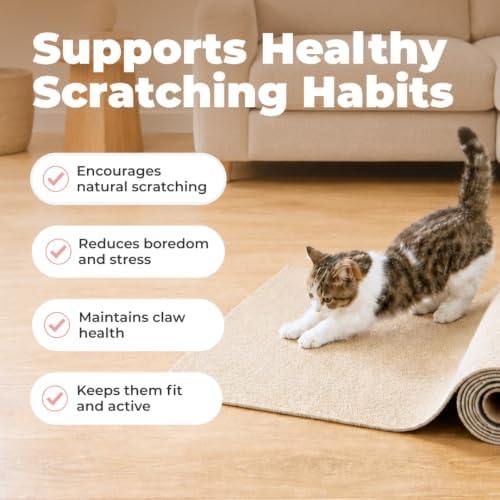 Catify Peel & Stick Cat Scratching Mat - Beige, L:39" - Image 3