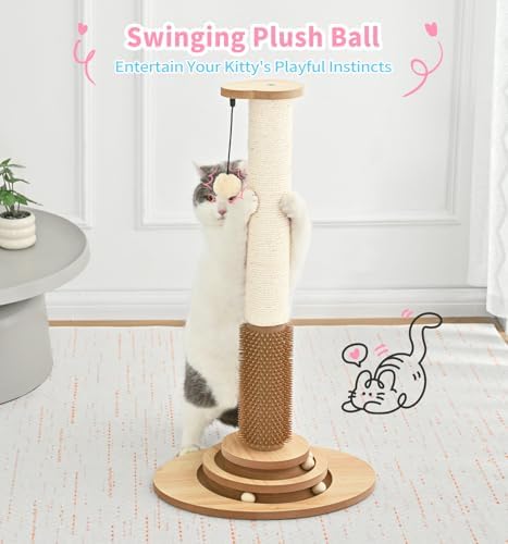 Made4Pets Cat Scratching Post for Indoor Cats with Self Groomer, 28.3" - Image 7