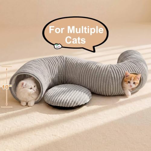 Cat Tunnel Bed for Indoor Cats, Peekaboo Cat Cave Bed, Grey - Image 5