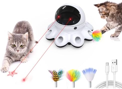 ORSDA Cat Laser Toy, 2-in-1 Interactive Automatic Motion Activated Moving 8 Holes Whack A Mole Feather, USB Rechargeable Electronic Smart Sensor Kitten Toys for Indoor Exercise by ORSDA