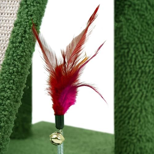 TWDEPART Cactus Cat Tree Tower with Cat Scratching Post for Indoor Cats,Activity Centre Climbing Tree Cat Furniture with Playful Toy Balls,Green - Image 3
