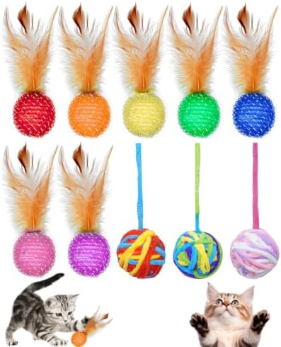 PET SHOW 10 Pack String Toys Cat Balls for Indoor Cats Kitten by PETSHOW