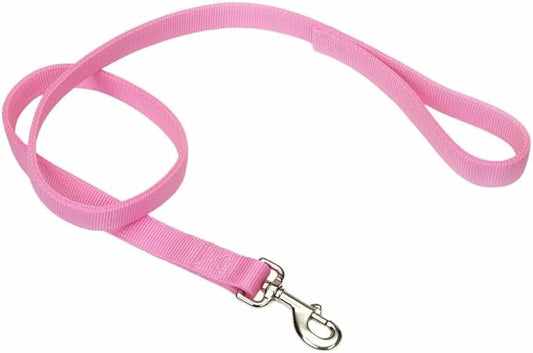 Coastal Pet Double-Ply Dog Leash - Bolt Snap Attachment to Collars and Harnesses - Nylon Dog Walking Leash for Small, Medium and Large Dogs - Pink Bright - 1" x 6'