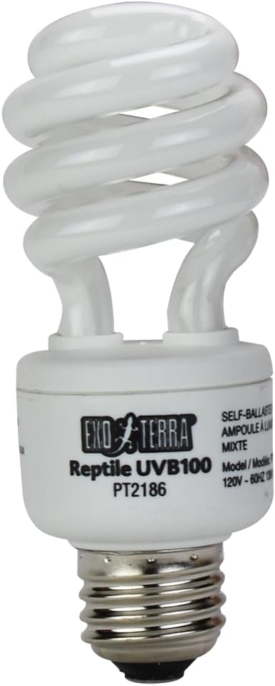 Exo Terra Repti Glo 5.0 Tropical Terrarium Lamp, Compact Fluorescent Reptile Bulb, 13 Watts, PT2186A1, whites & tans