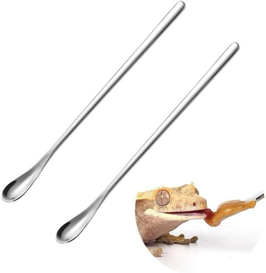 2Pcs Silver Crested Gecko Food Mixing Spoon Reptile Stirring Food Feeding Spoon Suitable for Crested Geckos, Lizards, Bearded Dragons,Chameleons and Other Reptiles and Amphibians