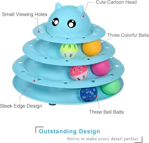 UPSKY Cat Toy Roller 3-Level Turntable Cat Toys with Six Colorful Balls - Image 4