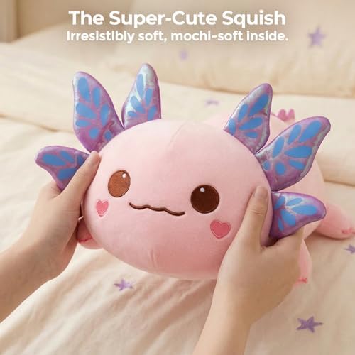 Mewaii Pink Axolotl Plush Pillow Cute Plushies, Squishy & Huggable, 13 in - Image 5