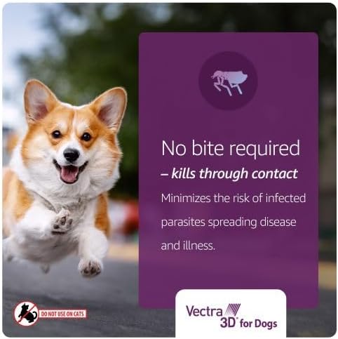 Vectra 3D Flea and Tick Prevention for Dogs, Kills and Repels Fleas, Ticks & Mosquitoes | Fast‑Acting, Waterproof, No Prescription Needed | Large Dogs 56–95 lbs, 6‑Month Supply
