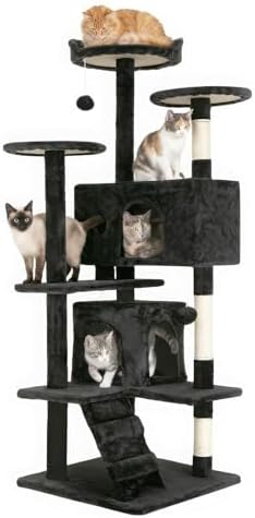 FDW | 54" Cat Tree Tower | Dark Gray | Multi-Level Indoor Activity Center by FDW