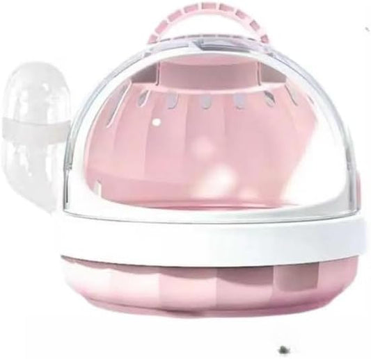 Small Pet Carrier Travel Cage with Integrated Water Feeder, Portable Ventilated Enclosure with Secure Closure for Hamster, Guinea Pig, Hedgehog and Ferret Transport and Indoor Mobility (B)