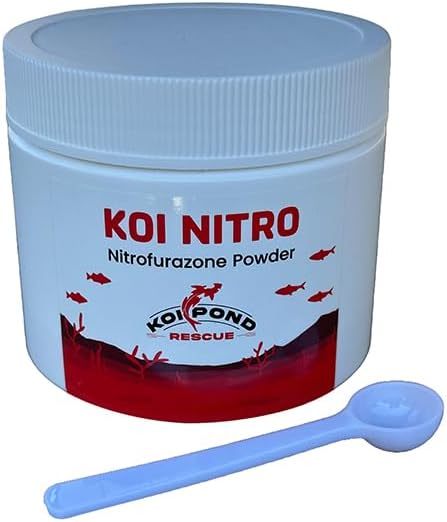 KOI Nitro Nitrofurazone Powder, Effective Fish Treatment for Bacterial Infections in Koi and Ornamental Fish (200 Grams)