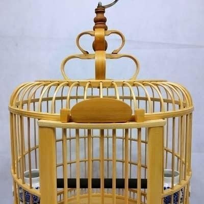 Round Bird Cage Large Bird Carrier Handmade Flight Birdcage Capacity Travel Carrier Cage Bird Aviary Bamboo Parrot Cage Budgie Cage