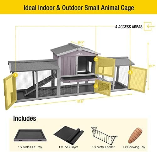 Aivituvin Rabbit Hutch Bunny Hutch Large Rabbit Cage, Indoor Bunny Cages Outdoor Rabbit House (Style2)