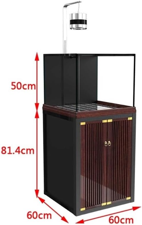 Fish Tank Large Glass Aquarium Backpack Overflow Bottom Filter Under Filtration Tank Marine Fish(60 * 60 * 131.4cm)