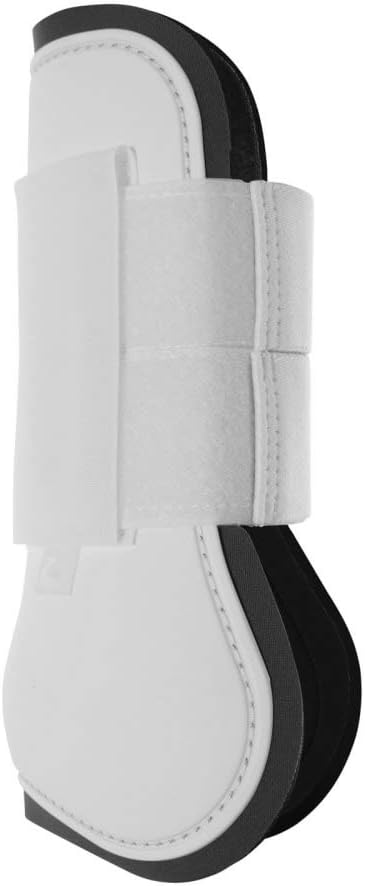 HORZE Chicago Protective Horse Tendon Boots - Lightweight Open Front Boots for Jumping, Trail Riding, and Turnout (Pair) - White/Grey - Pony
