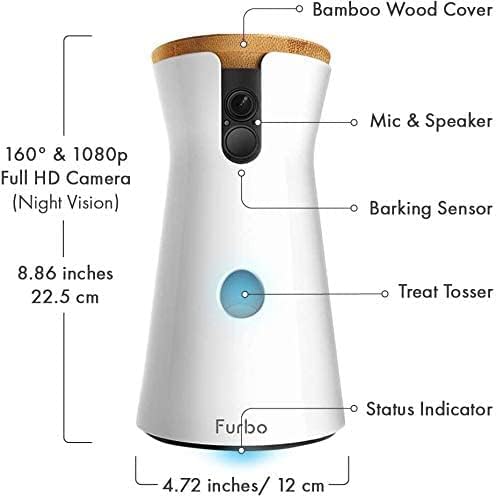 Furbo Dog Camera: Treat Tossing, Full HD Wifi Pet Camera and 2-Way Audio, Designed for Dogs, Compatible with Alexa (As Seen On Ellen)