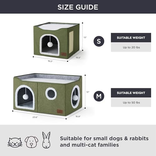 Bedsure Extra Wide Cat House Bed with Fluffy Ball and Scratch Pad - Image 6