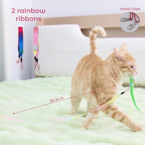 Interactive Cat Wand Toy with Feather Refills, Cat Teaser Toy for Kittens - Image 2