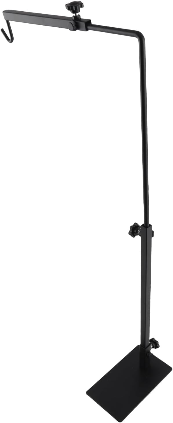 Adjustable Landing Light Lamp Stand Bracket, Reptile Lighting Stand, Sturdy Metal Landing Light Holder with Fixed Wire Casing, Adjustable Height and Width for Pet Tortoise Centiped