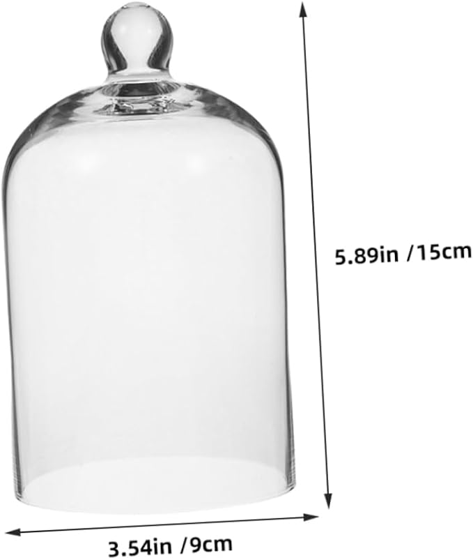 2Pcs Transparent Glass Cloche Cover for Dried Flowers Crafts Design High Visibility for Preserved Flower Display and DIY Terrariums