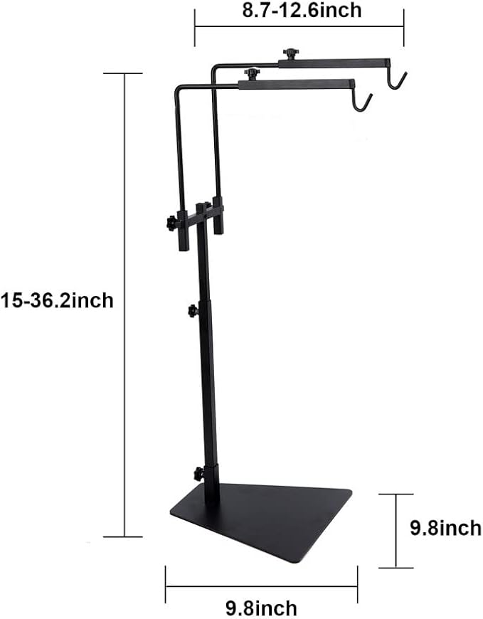 Reptile Heat Lamp Stand,Pet Lamp Holder, Adjustable Metal Floor Light Lamp Bracket Support for Reptile Small Animals or Succulent Plants Glass Terrarium(2 Hooks)