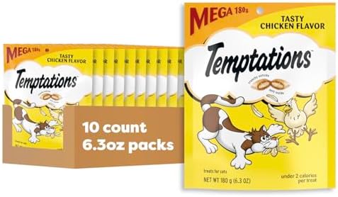 Temptations Classic Crunchy and Soft Cat Treats, Tasty Chicken, 6.3oz, 10pk by Temptations