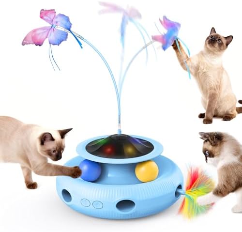 Pawtners Cat Toys, Automatic Interactive Kitten Toys for Indoor Cats, Blue by Pawtners