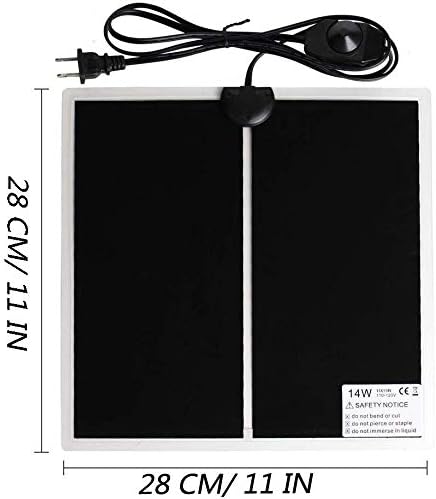 Reptile Heating Pad with Temperature Adjustment, 110V Non-Adhesive Heat Mat for Reptiles Tortoise Snakes Lizard Gecko Hermit Crab Turtle Amphibians - 14W Terrarium Heat Pad