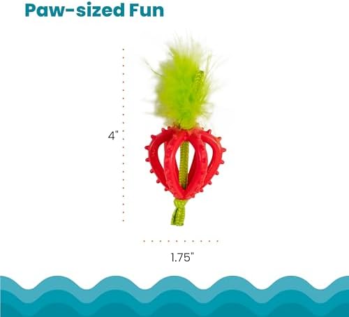 Catstages Dental Strawberry Teether Cat Chew Toy with Catnip, 4" - Image 5
