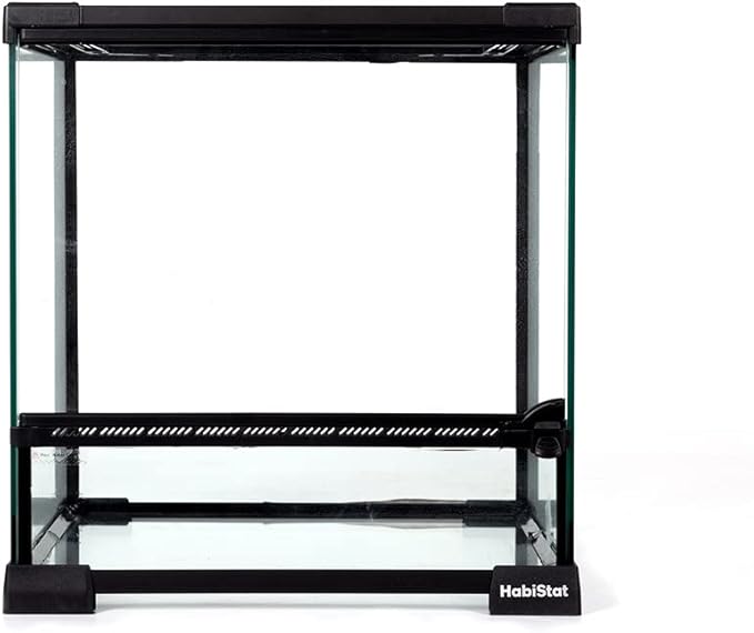 Habistat Glass Terrarium for Reptiles 12"x12"x13" – Stackable Reptile Enclosure for Inverts & Amphibians with Lock & Waterproof Base, Ideal Terrarium Tank for Chameleons, Geckos and Bioactive Setups
