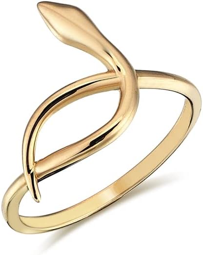 14k Solid Gold Snake Ring - 14k Gold Animal Rings for Women - Gift for Snake Lover - Reptile Lover Gifts - 14k Real Gold Gothic Jewelry